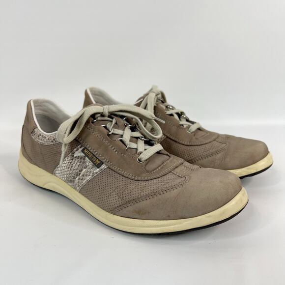 Mephisto Laser Perforated Sneaker US 10 Light Gray Nubuck Oxford Comfort Shoes - Picture 1 of 11